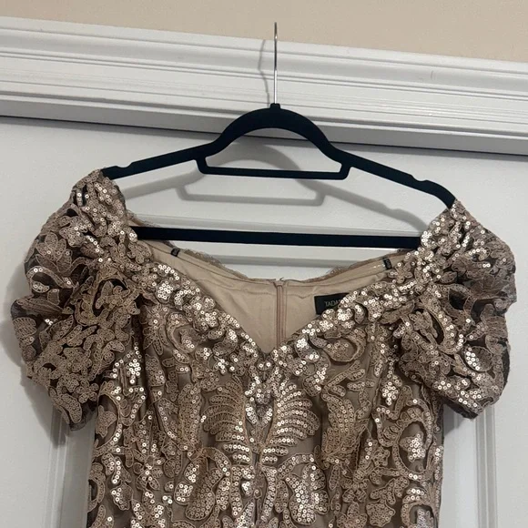 Tadashi Shoji Gold Lace Wedding Dress - Picture 7 of 16